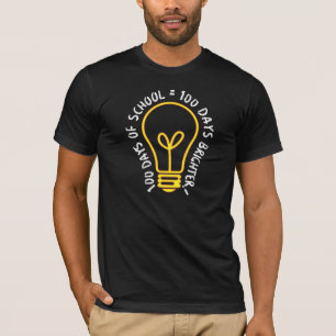 100 Tage Schule Lehrer Kinder Glühbirne Idee T-Shirt