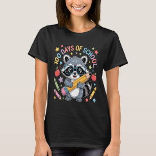 100 Tage Schule Lehrer Süßer Waschbär T-Shirt