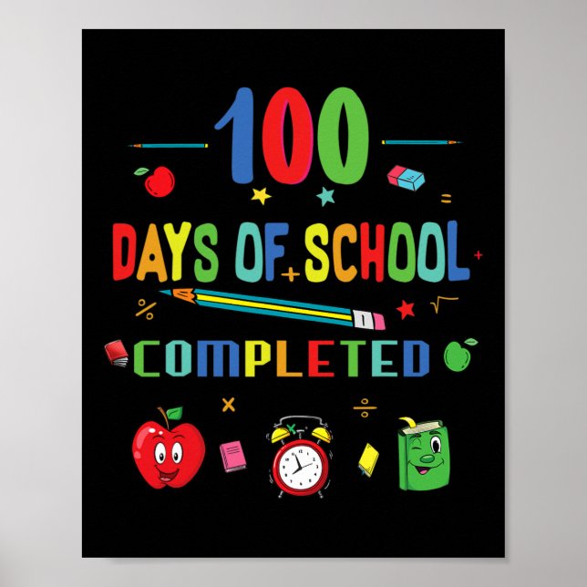 100 Tage Schule Lehrer Und Schüler  Poster (Vorne)
