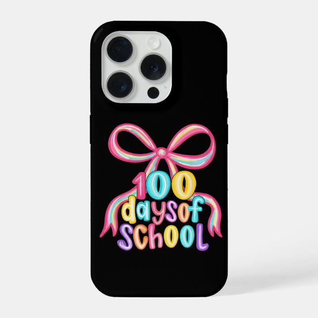 100 Tage Schule Leopardenschleifen Bleistift  iPhone Hülle (Rückseite)