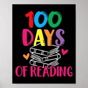 100 Tage Schule Lesen Englisch Lehrer Bücher S Poster