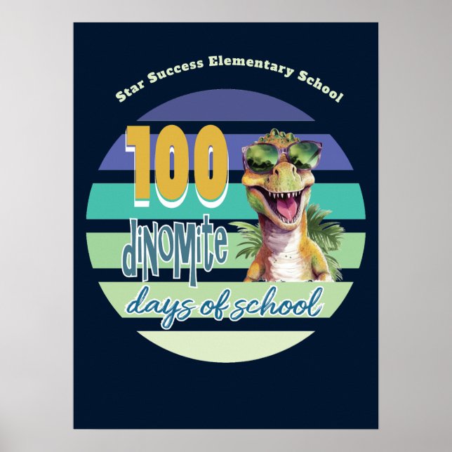 100 Tage Schule Lustiger Cooler Dinosaurier Schule Poster (Vorne)