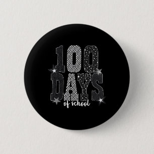 100 Tage Schule Lustiger Schwarz-Weiß Karierter Le Button