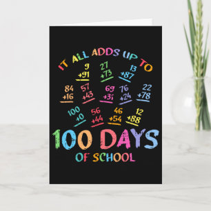 100 Tage Schule Mathe Addition 100. Lehrer Schüler Karte