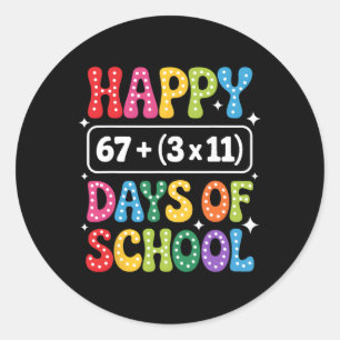 100 Tage Schule Mathe-Gleichung Groovy 67 Meme Leh Runder Aufkleber