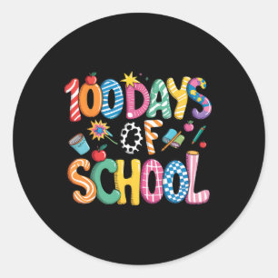 100 Tage Schule Preppy Coquette Schleife 100 Tage Runder Aufkleber