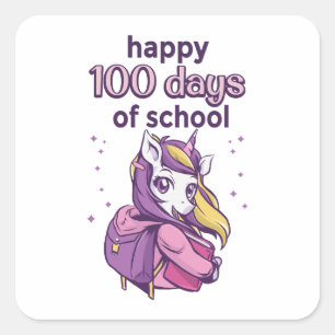 100 Tage Schule Quadratischer Aufkleber