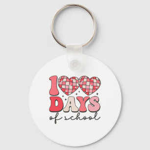 100 Tage Schule Retro-Disco-Herzen 100. Tag der Sc Schlüsselanhänger