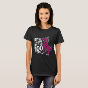 100 Tage Schule Rosa Dinosaurier T-Rex Skizze Desi T-Shirt