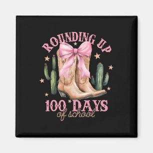 100 Tage Schule Runden Auf Rosa Coquette Bogen T Magnet