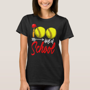 100 Tage Schule Softball Lehrer Kinder 100. Tag T-Shirt