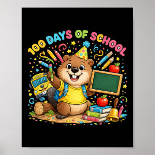 100 Tage Schule Süßer Biber Lehrer Klassenzimmer F Poster