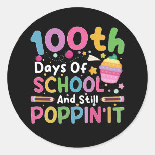 100 Tage Schule und immer noch Poppin' Mädchen Runder Aufkleber