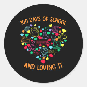 100 Tage Schule und Liebe es Herz mit Lehre Runder Aufkleber