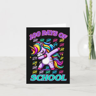 100 Tage Schule Unicorn Dabbing Student 100 Tag Karte
