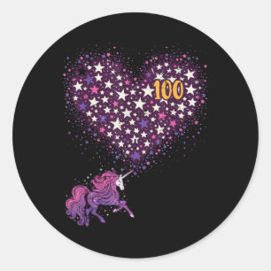 100 Tage Schule Unicorn Sterne 100 Tage Frauen Runder Aufkleber