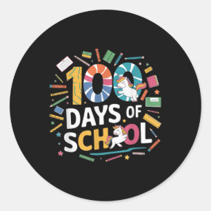 100 Tage Schule Unicorn Thema Kinder Lehrer selbst Runder Aufkleber
