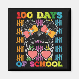 100 Tage Schule Unordentlicher Dutt Lehrer Magnet