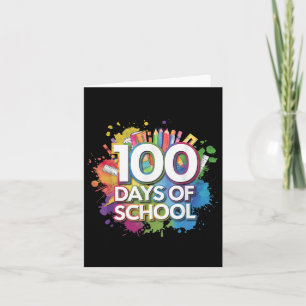 100 Tage Schule Wasserfarbenpause Lehrer Stude Karte