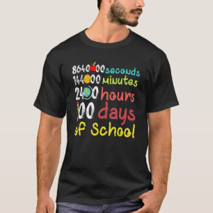 100 Tage Schule Zweite Minute Stunden Lehrer Schül T-Shirt