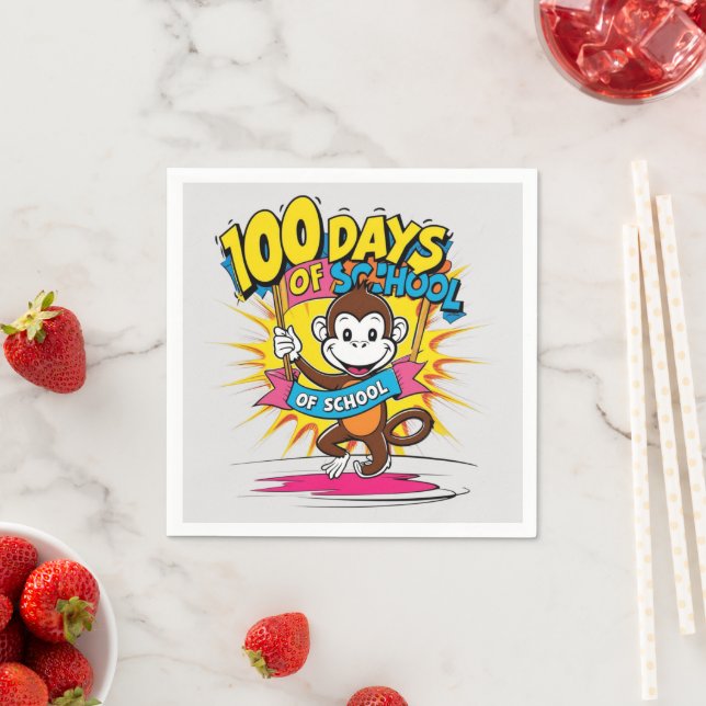 100 Tage Schulfeier Affen Spaß Grafik Serviette (Beispiel)