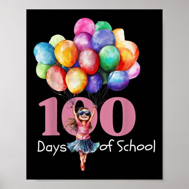 100 Tage Schulfeier Outfit Kinder, Mädchen Poster (Vorne)