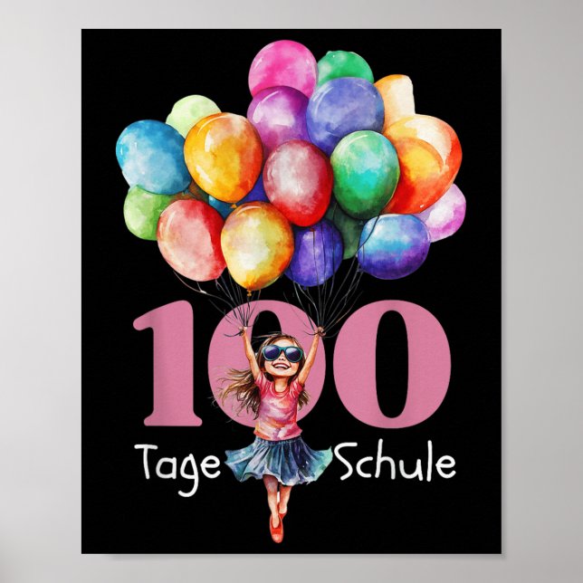 100 Tage Schulfeier Outfit Kinder, Mädchen Poster (Vorne)