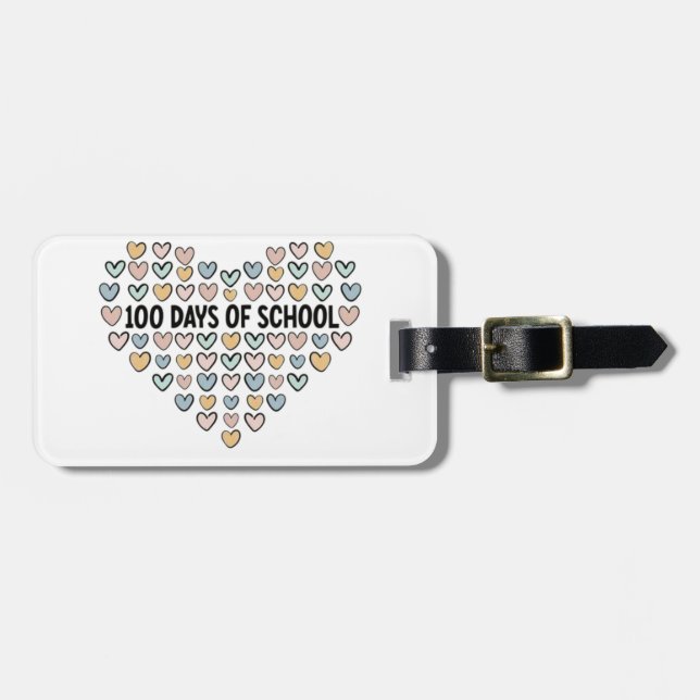 💖 100 Tage Schulherz Design Gepäckanhänger (Vorderseite horizontal)