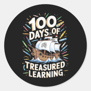 100 Tage Schuljunge Lehrer 100. Tag Pirate o Runder Aufkleber
