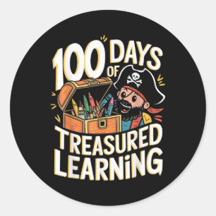 100 Tage Schuljunge Lehrer 100. Tag Pirate o Runder Aufkleber