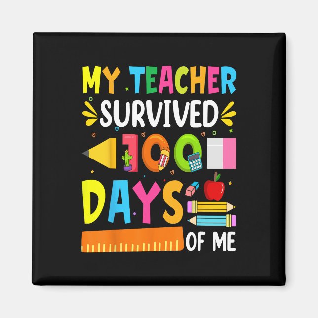 100 Tage Schuljunge Mädchen Kinder Lehrerin Gesche Magnet (Vorne)