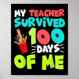 100 Tage Schuljunge Mädchen Kinder Lehrerin Gesche Poster