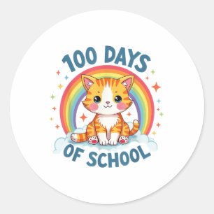 100 Tage Schulkatzenmädchen Lehrer 100. Runder Aufkleber