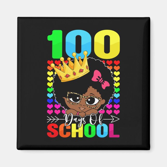 100 Tage Schulkinder Mädchen Schwarzes Afrika Amer Magnet (Vorne)