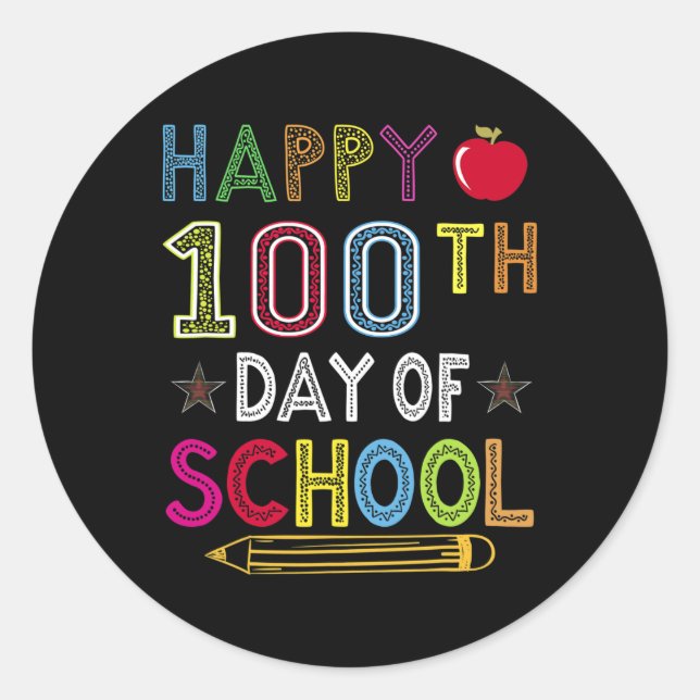 100 Tage Schulkindergeschenk für Schüler Runder Aufkleber (Vorderseite)