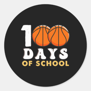 100 Tage Schullehrer Basketball Spaß Runder Aufkleber