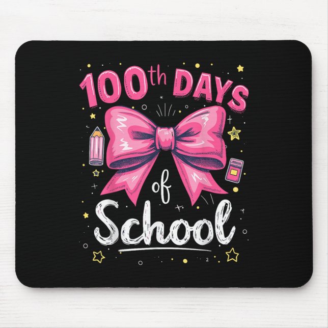 100 Tage Schullehrer Coquette Bow 100. Tag Mousepad (Vorne)