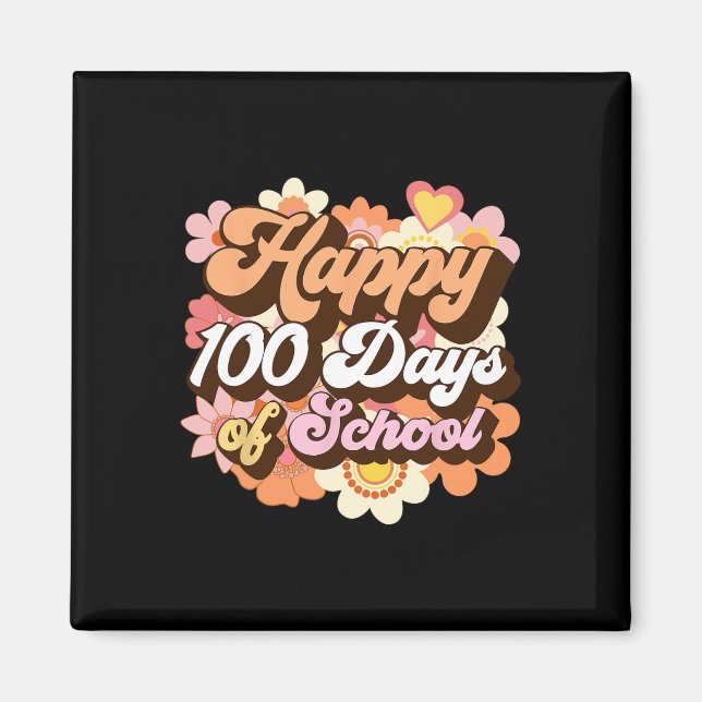 100 Tage Schullehrer Kinder Groovy 100 Tag Magnet (Vorne)