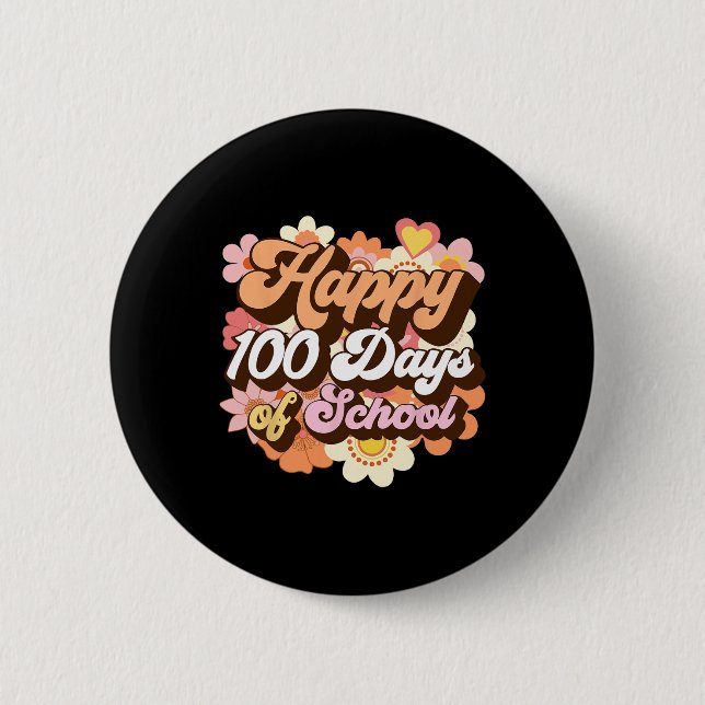 100 Tage Schullehrer Kinder Retro glücklich 100. Button (Vorderseite)