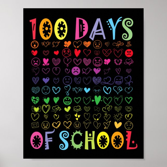 100 Tage Schullehrer Kinder Schülerjunge Mädchen 1 Poster (Vorne)