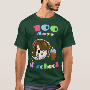 100 Tage Schulmädchen-Blase-Tee Schokolade T-Shirt