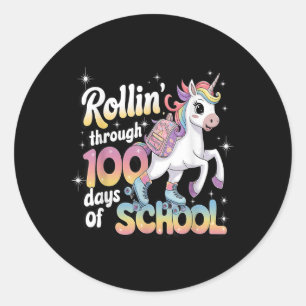 100 Tage Schulmädchen Lehrer 100. Tag Einhorn Runder Aufkleber