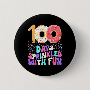 100 Tage Schulmädchen Niedlich Sprinkled Donut Hap Button
