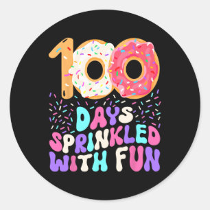 100 Tage Schulmädchen Niedlich Sprinkled Donut Hap Runder Aufkleber