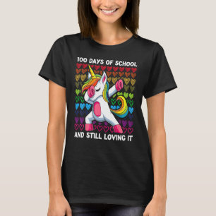 100 Tage Schulmädchen Shirt, Dabbing Einhorn Ki T-Shirt