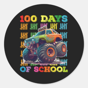100 Tage Schulmonster Truck Lehrer Student Runder Aufkleber