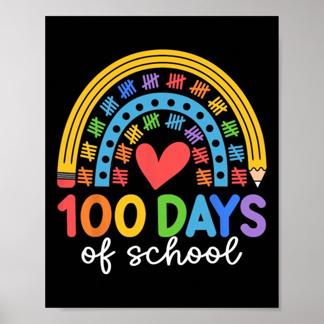 100 Tage Schulrenbow Celebration Design Poster (Vorne)