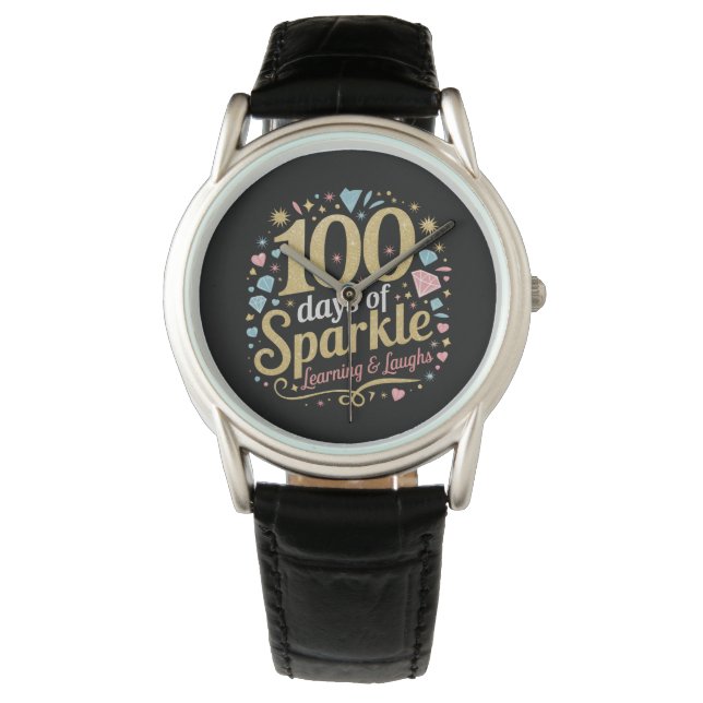 100 Tage Schulsparkle-Lernen und Lächeln Armbanduhr (Vorderseite)