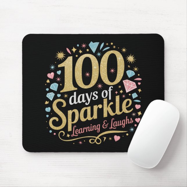 100 Tage Schulsparkle-Lernen und Lächeln Mousepad (Mit Mouse)