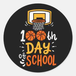 100 Tage Schultag Basketball Runder Aufkleber